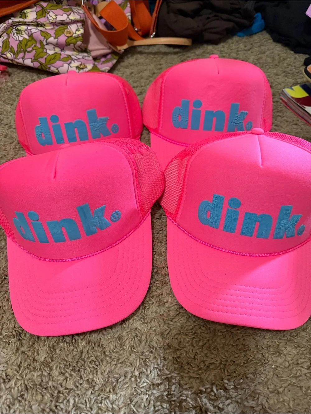 Unisex Trucker Hat - Neon Pink with Blue pickleball dink price for 1 sellin 4